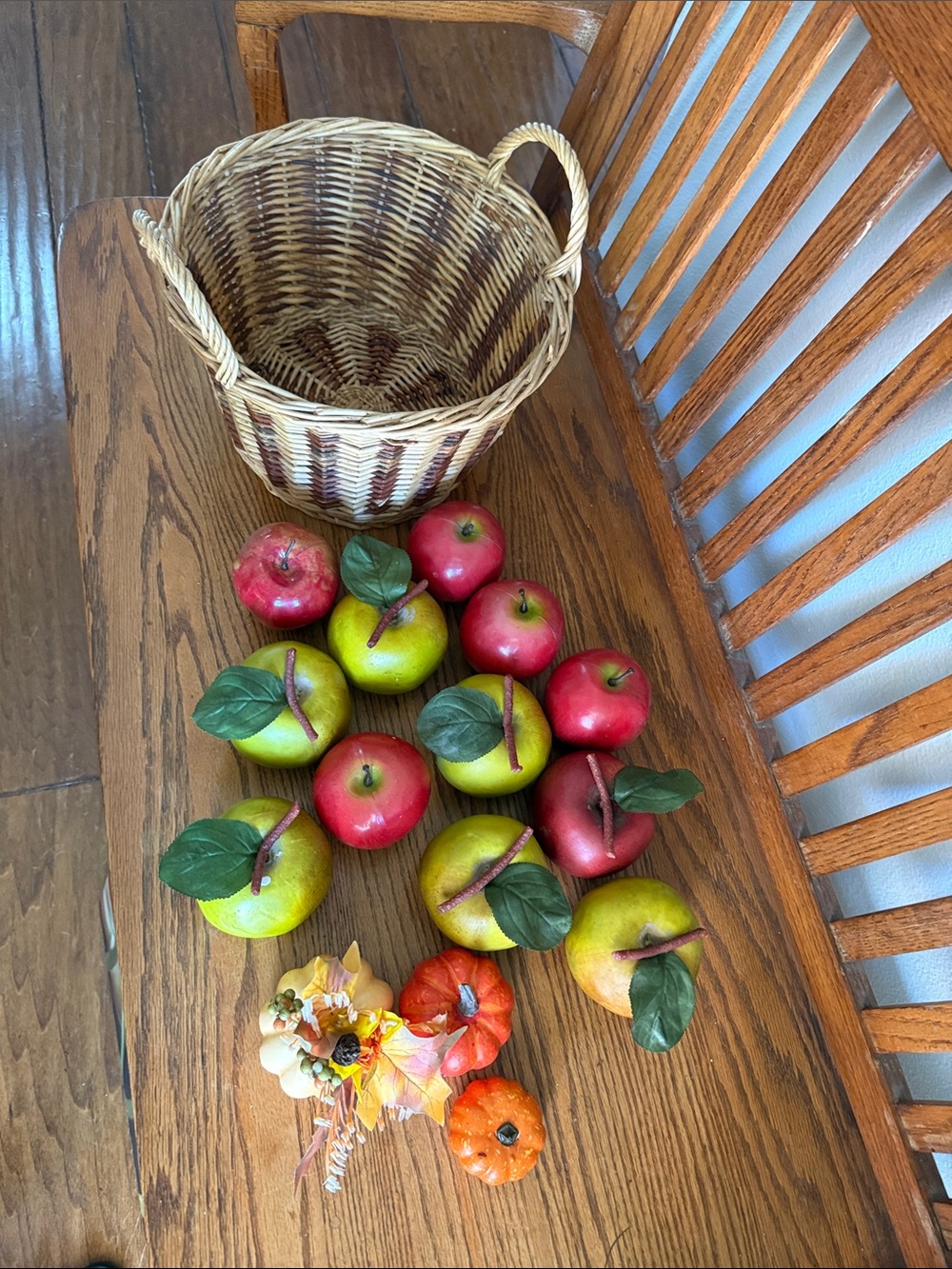 Hobby Lobby Red and Green Faux Apple Set with Leaves